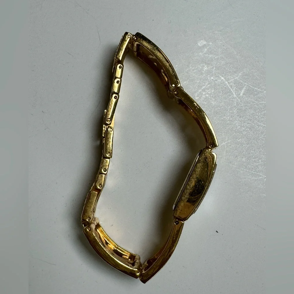 Soft Bangle hinged Link Crystal Bracelet Watch Victoria Wieck GOLD